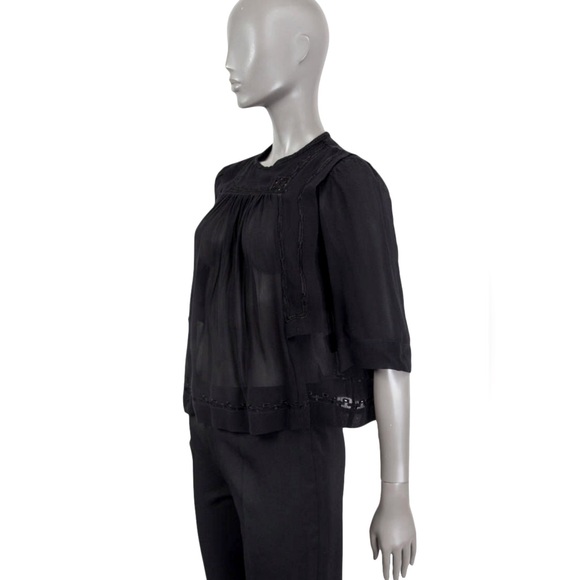 Isabel Marant Embroidered 3/4 Sleeve Silk Blouse Black - Picture 1 of 5